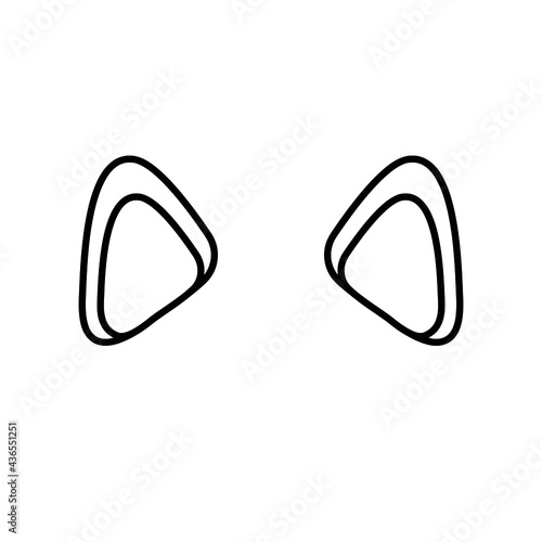 Vector flat outline cat ears isolated on white background