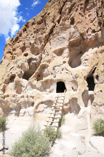 Ancient cliff dwellings in Bandelier National Monument, New Mexico, USA photo
