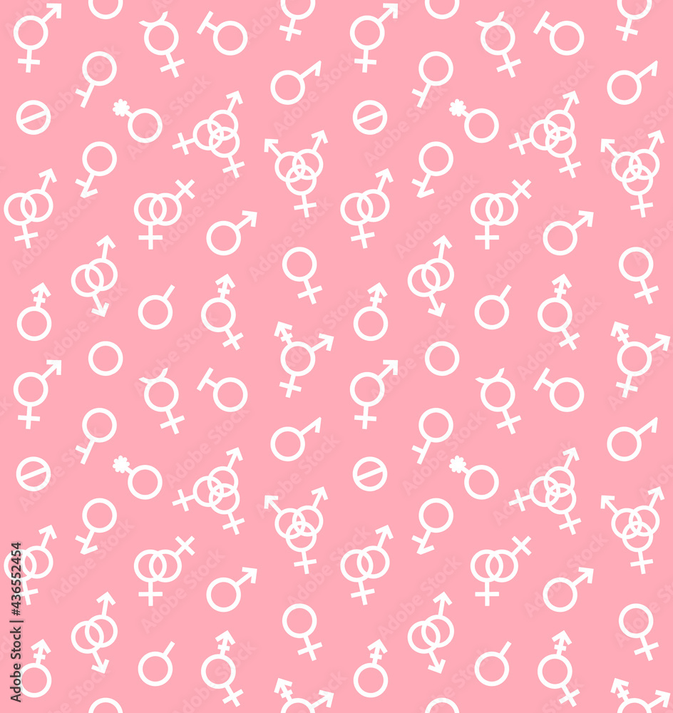 Vector Seamless Pattern Of Gender Symbols And Sexual Orientation