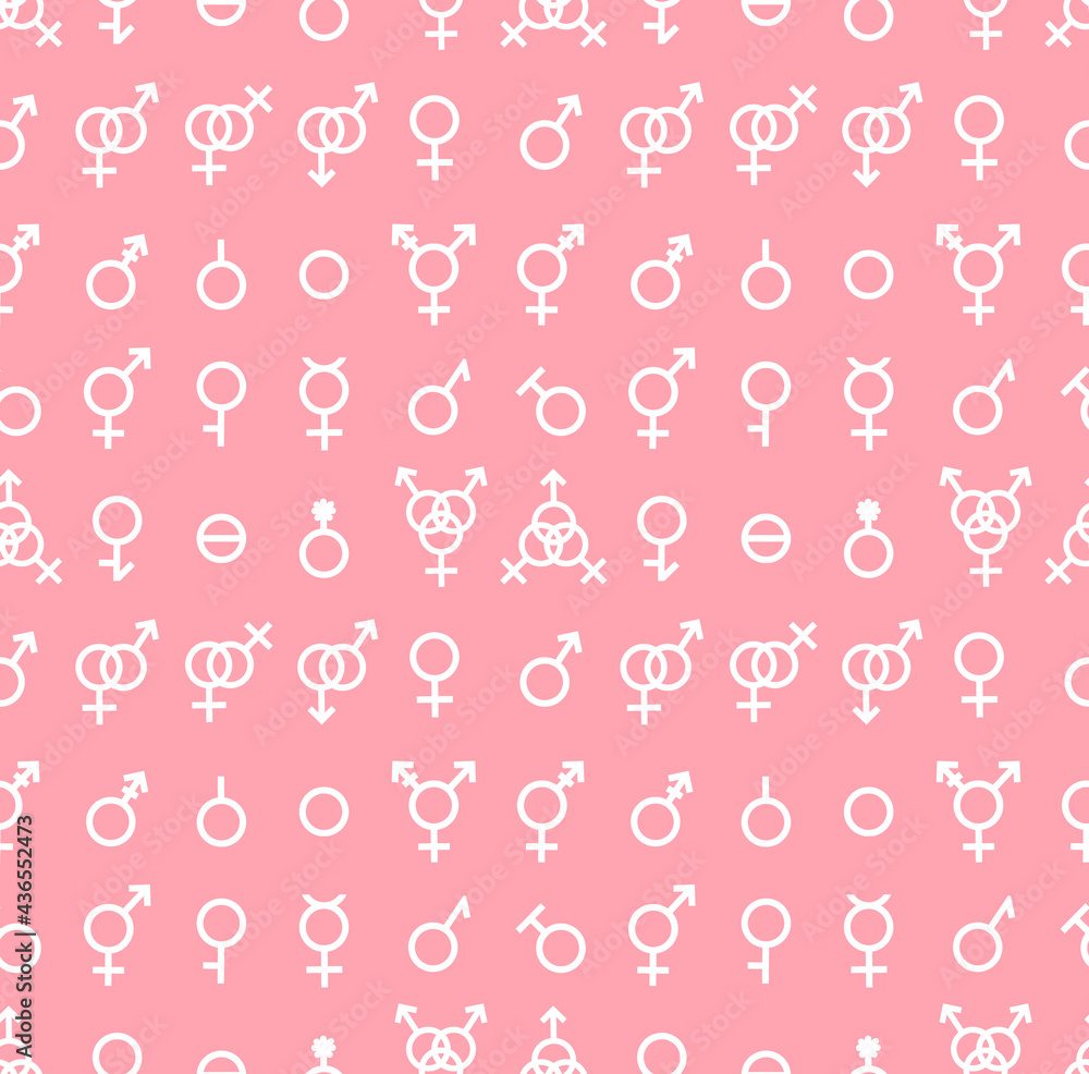 Vector Seamless Pattern Of Gender Symbols And Sexual Orientation