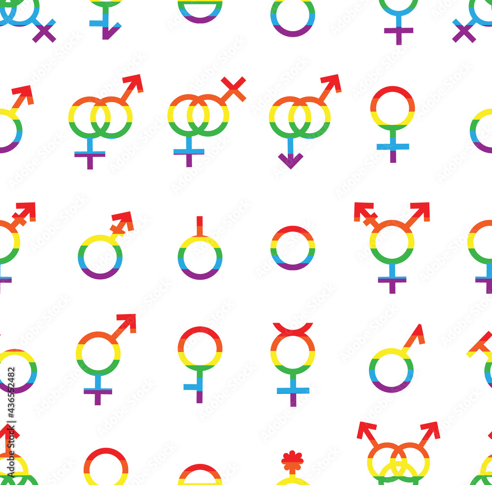 Transgender Pattern Vector seamless pattern of rainbow Gender symbols and Sexual ...