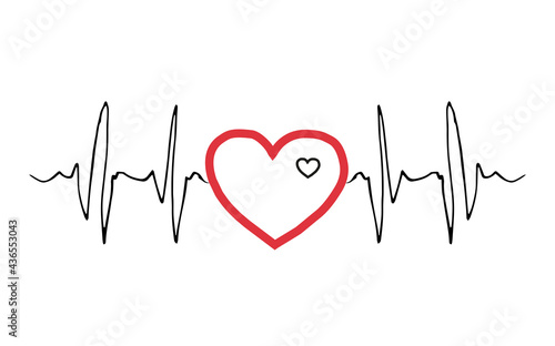 Biorhythm of the heart of a person in love in the form of a cardiogram 