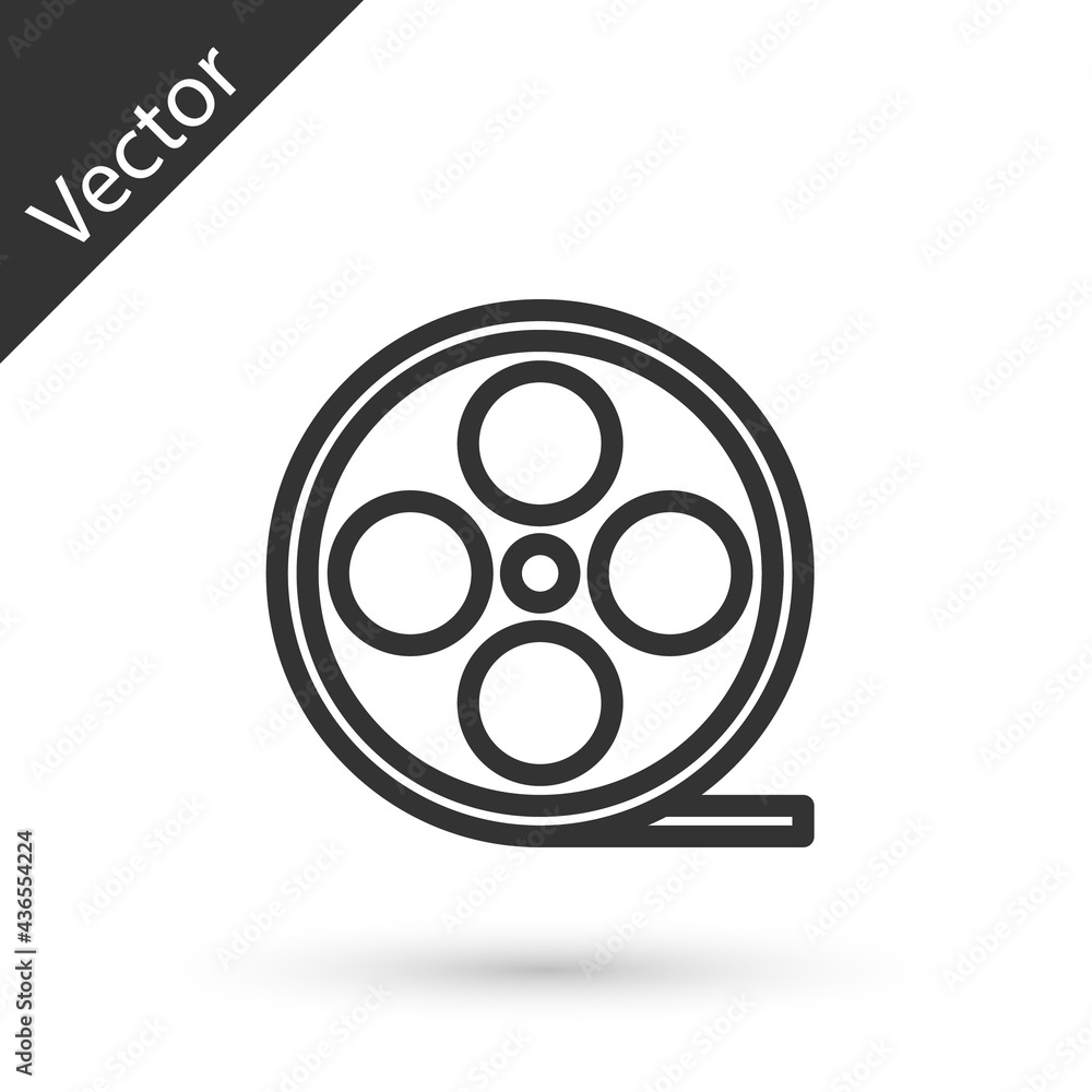 Grey line Film reel icon isolated on white background. Vector Grey line Film reel icon isolated on white background. Vector