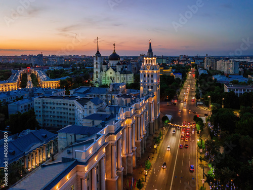 Wallpaper Mural Night summer Voronezh cityscape. Annunciation Cathedral and Tower of management of south-east railway Torontodigital.ca