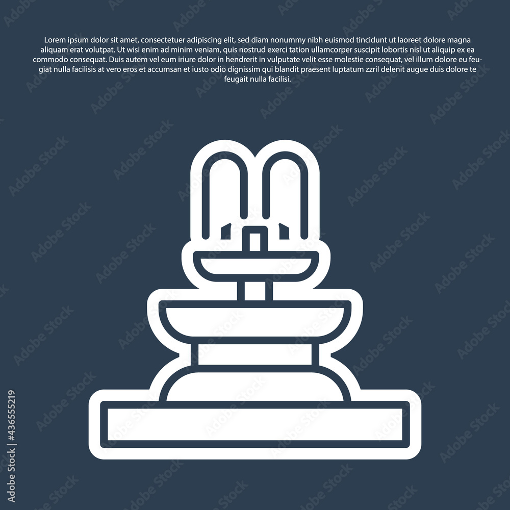 Blue line Fountain icon isolated on blue background. Vector Blue line Fountain icon isolated on blue background. Vector