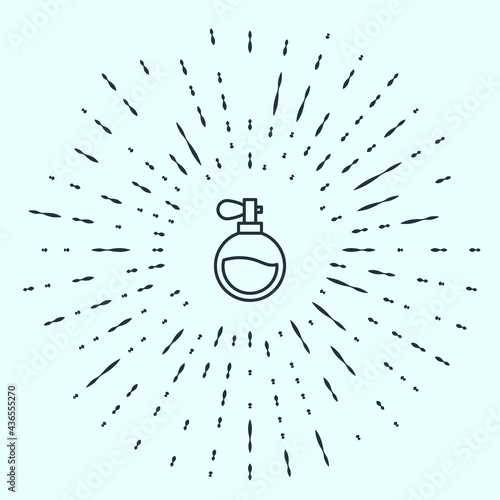 Black line Perfume icon isolated on grey background. Abstract circle random dots. Vector