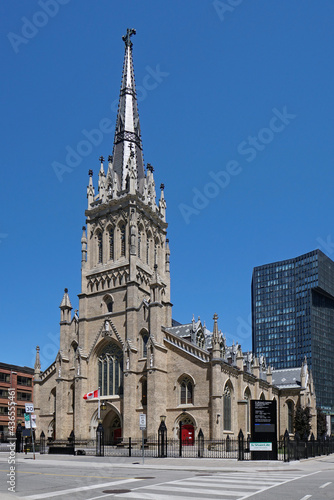 Toronto, Canada - May 30, 2021:  St. Michael's, the Catholic Cathedral of Toronto established in 1848, has undergone a complete restoration.