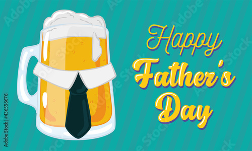 Father day poster with a drinking beer glass with a necktie