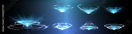 HUD, GUI futuristic portal, hologram. Abstract digital user interface technology. A set of futuristic circles virtual interface elements. Abstract technology communication design innovative background photo