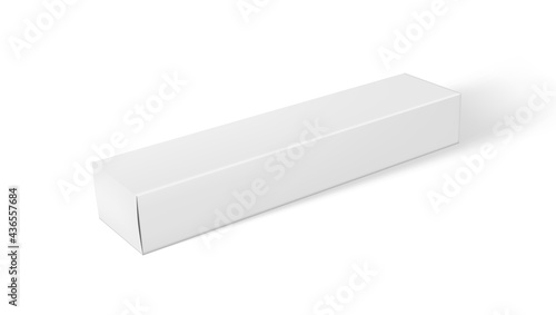 3D White Long Cardboard Closed Box With Shadow