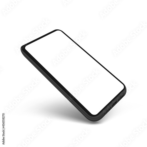 3D Flying Clear Smartphone With Blank White Screen