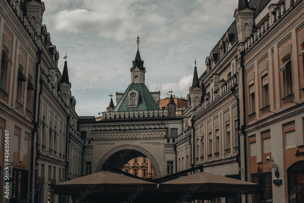 Fototapeta premium Vintage historic beautiful buildings in Moscow city center