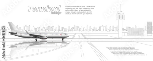 3D Glossy White High Detail Airplane On Airport