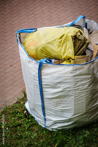 Full construction waste debris rubble bag