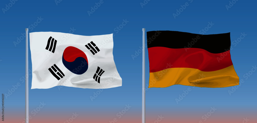 ドイツと韓国の国旗 ドイツと韓国の国旗