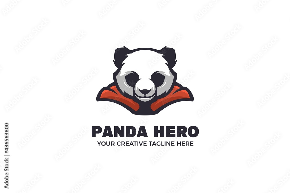 Panda Hero Cartoon Mascot Logo Template