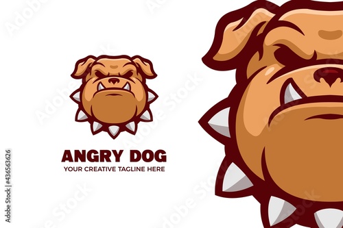Angry Bulldog Cartoon Mascot Logo Template