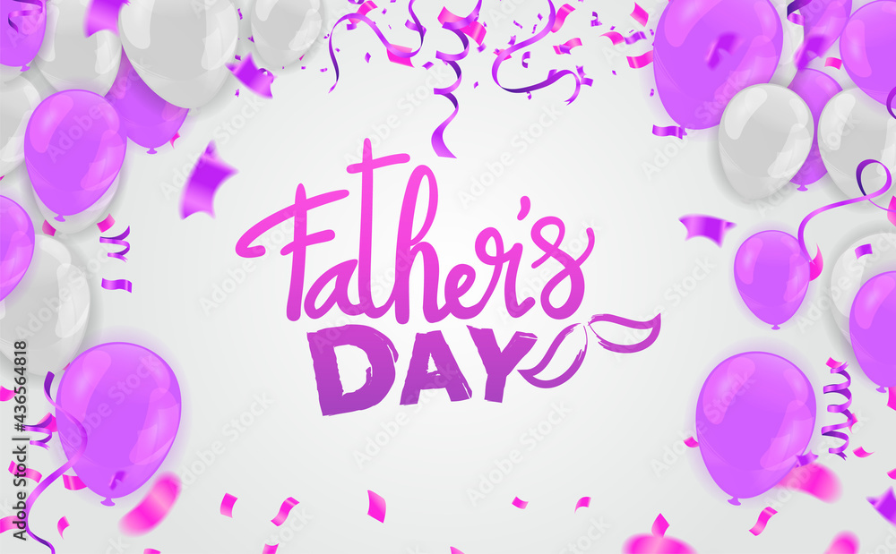 Obraz premium Happy Father's Day - hand drawn lettering phrase. Fathers day greeting and balloons