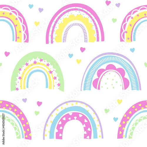 Rainbow cute seamless pattern baby shower concept