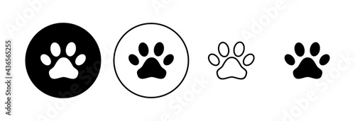 Paw icon set. paw print icon vector. dog or cat paw