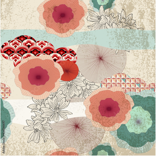 Vintage pattern with oriental style floral motifs, perfect for decoration and textiles