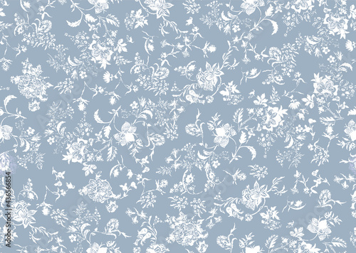 Repeating pattern design of a jacobean-style floral pattern, perfect for textiles, wrapping paper and decoration