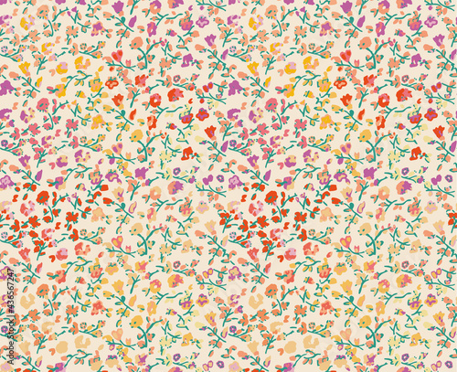 Floral liberty pattern. Plant background for fashion, tapestries, prints. Modern floral design perfect for fashion and decoration