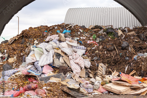 A lot of mattresses in a pile of garbage
