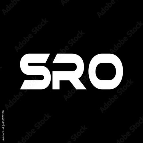 SRO letter logo design with black background in illustrator, vector logo modern alphabet font overlap style. calligraphy designs for logo, Poster, Invitation, etc.
 photo