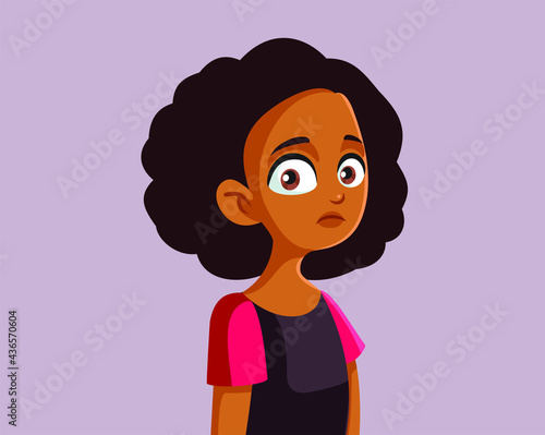 Sad African Teenage Girl Vector Illustration