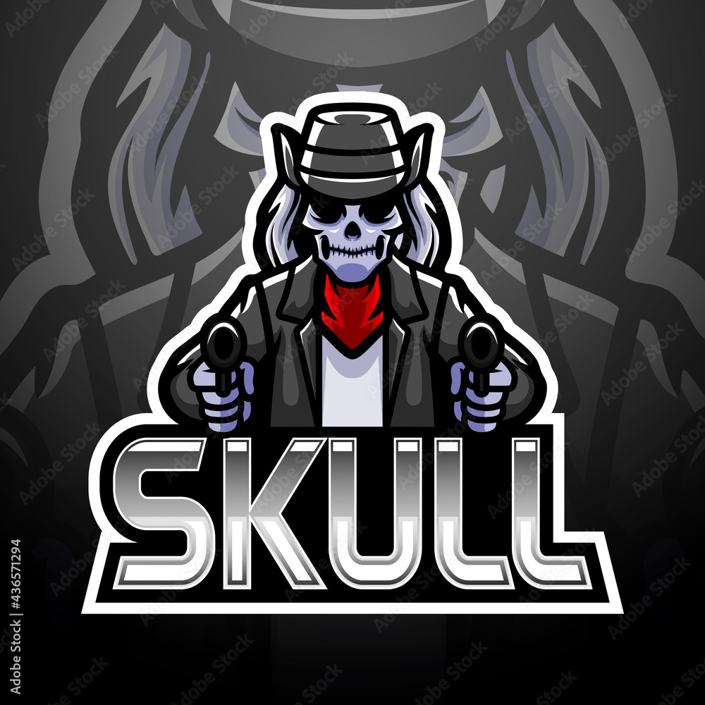 Skull gun esport logo design