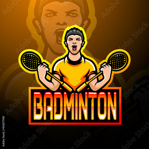 Badminton esport logo mascot design