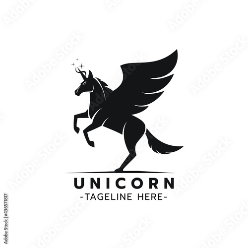 Unicorn logo template Vector illustration