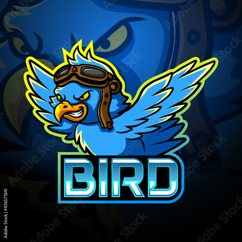 Blue bird mascot esport logo design
