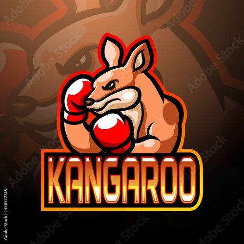 Boxing kangaroo mascot esport logo design