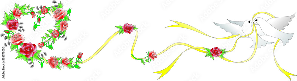Roses heart design for embroidery pattern or picture decoration Roses heart design for embroidery pattern or picture decoration