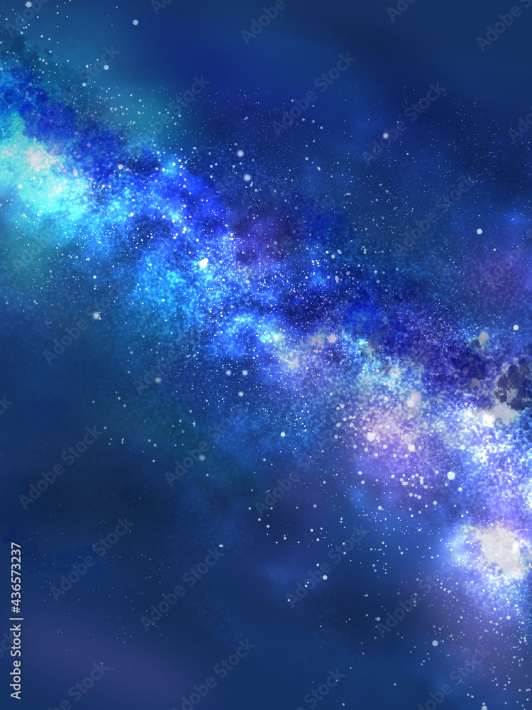 Naklejka premium 天の川が流れる夜空（タテ）