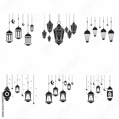 set of popular islamic icon with thin line style, use for islamic event or pictogram assets, ramadhan kareem, ied mubarak