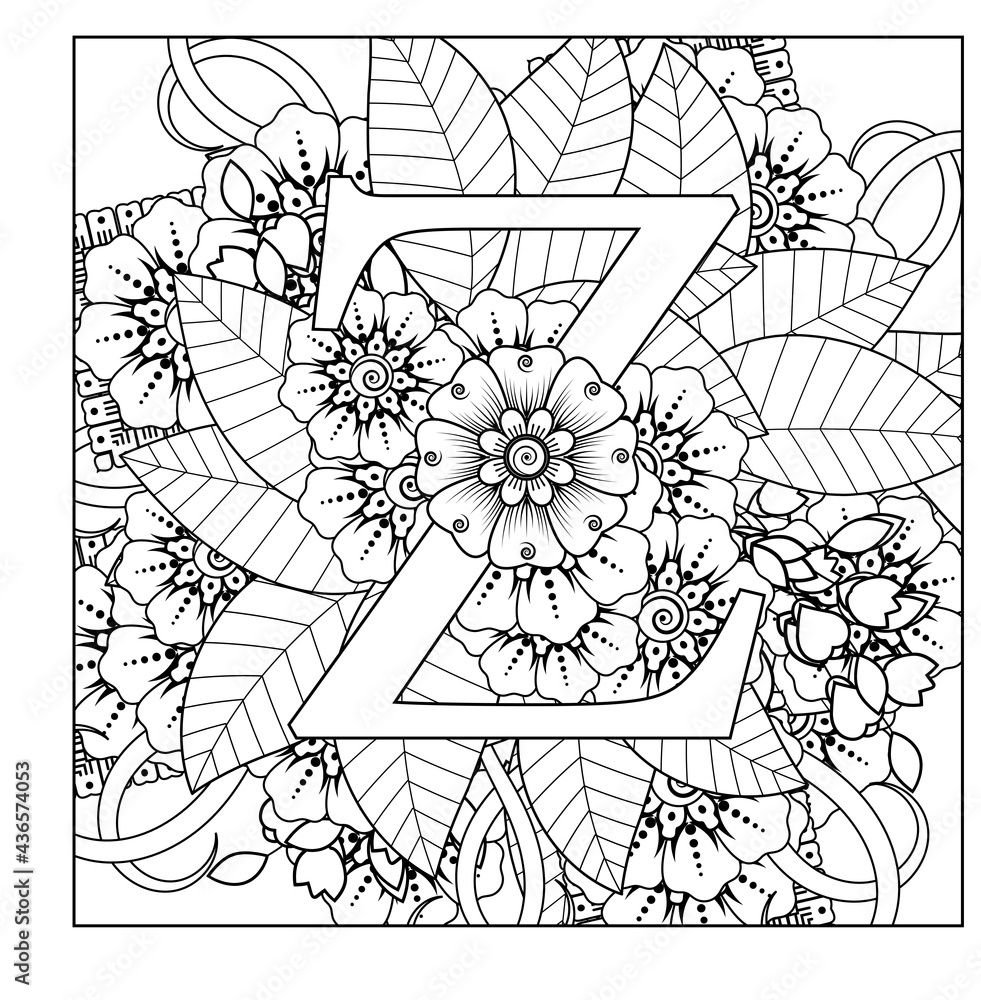Mehndi flower for henna, mehndi, tattoo, decoration. decorative ornament in ethnic oriental style. doodle ornament. outline hand draw illustration. coloring book page. Mehndi flower for henna, mehndi, tattoo, decoration. decorative ornament in ethnic oriental style. doodle ornament. outline hand draw illustration. coloring book page.