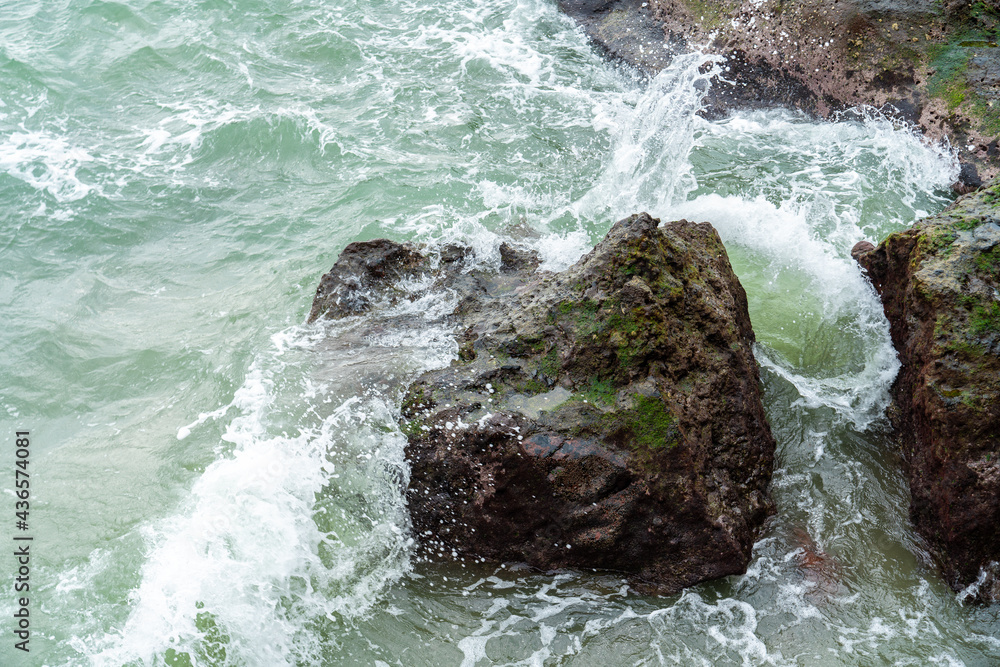 Fototapeta premium The sea at the volcanic park Weizhou Island in Beihai, Guangxi, China