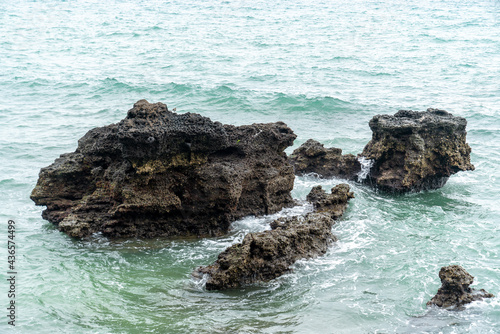 The sea at the volcanic park Weizhou Island in Beihai, Guangxi, China photo