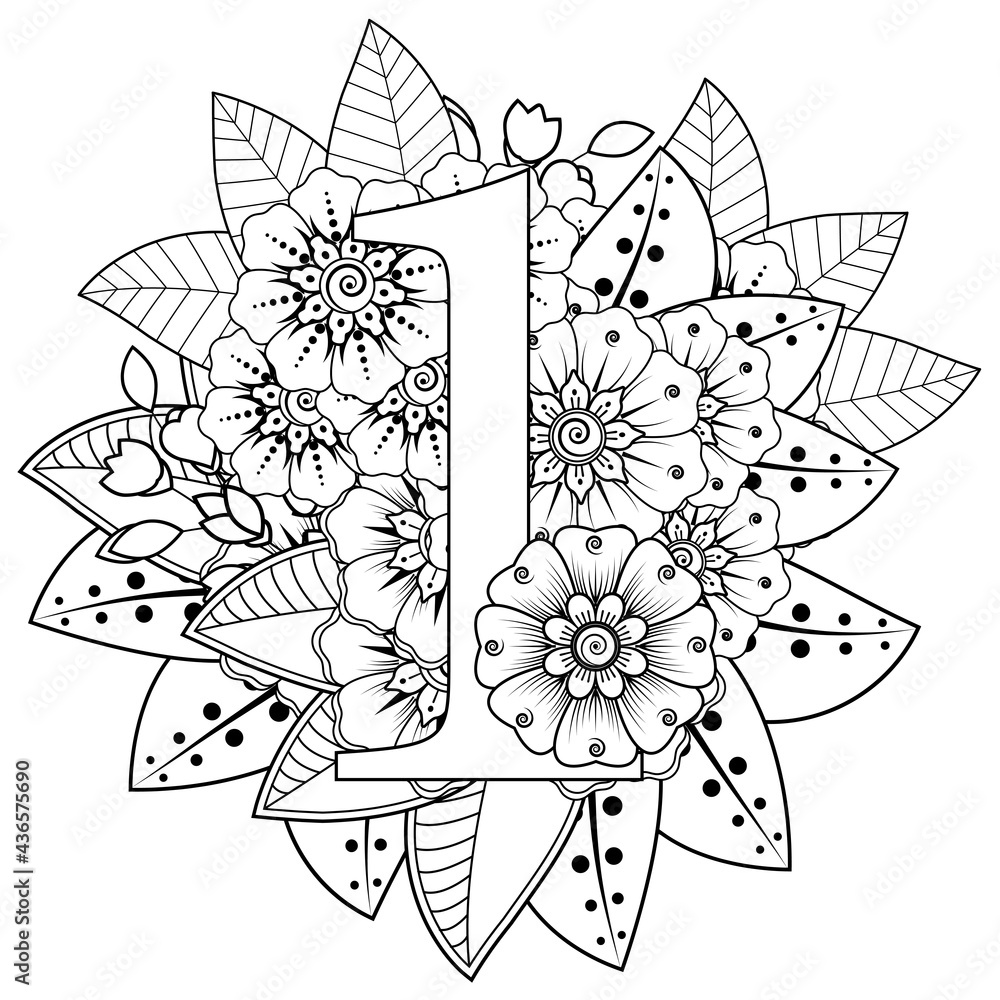 Mehndi flower for henna, mehndi, tattoo, decoration. decorative ornament in ethnic oriental style. doodle ornament. outline hand draw illustration. coloring book page. Mehndi flower for henna, mehndi, tattoo, decoration. decorative ornament in ethnic oriental style. doodle ornament. outline hand draw illustration. coloring book page.