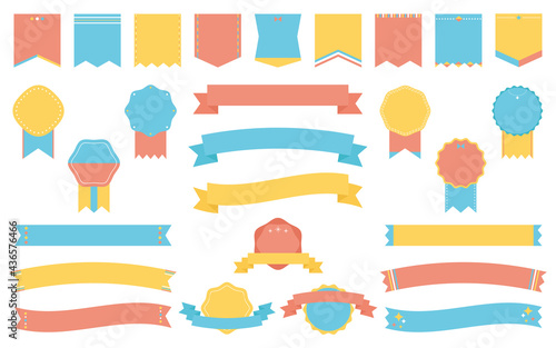 見出し・タイトル・アイキャッチに使えるカラフルなリボンフレームセット　A