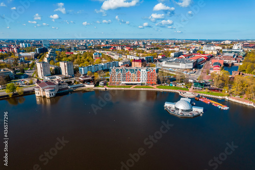 Aerial view city Kaliningrad Russia summer sunny day