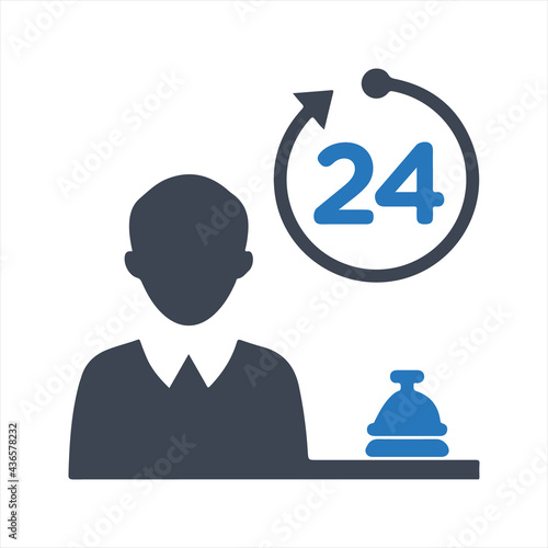 Bell boy icon, hotel bell icon. Vector and glyph