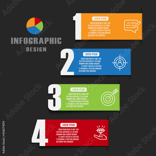 Vector label template infographic chart. Process diagrame 4 step with conceph business. photo