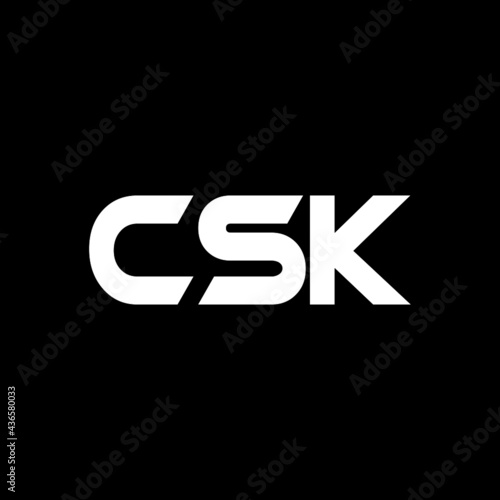 CSK letter logo design with black background in illustrator, vector logo modern alphabet font overlap style. calligraphy designs for logo, Poster, Invitation, etc.
 photo