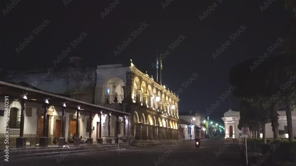 Antigua Guatemala street in perspective at night Antigua Guatemala street in perspective at night