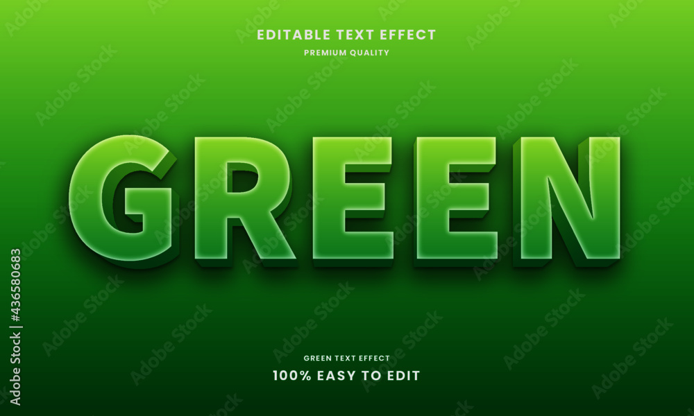 Green 3d text effect, green 3d effect editable