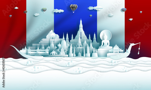 Travel Thailand top world famous city ancient palace and castle architecture.